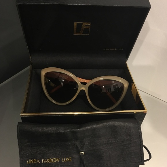 Linda Farrow LUXE beige acrylic with snakeskin sunglasses - Picture 3 of 7